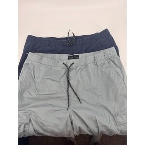 Edgar + Ash Cargo Pants Mens 2XL Lot‎ Of 2 Blue Green Blue Elastic Waist Cotton